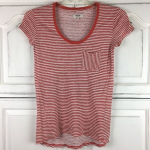 Madewell Linen Timeoff Tee in Crayon Stripe Red